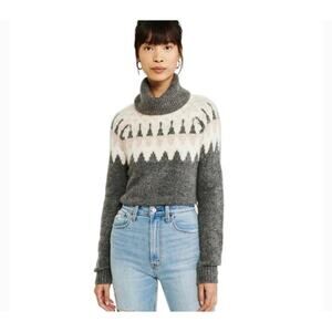 Abercrombie and Fitch Grey Cream Fair Isle Sweater Sz XS
